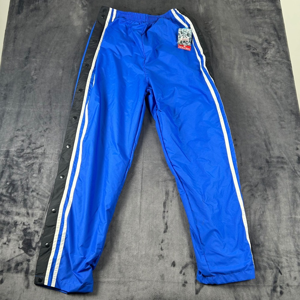Holloway Snap Track Pants Mens Large Blue Side Stripe Warm Up Breakaway